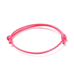 Rosa Oscura Cable de la toma de la pulsera de poliéster encerado coreano, de color rosa oscuro, de diámetro ajustable: 40~70 mm