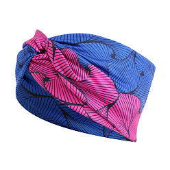 Cornflower Blue Boho Printed Polyester and Spandex Headbands, Twist Knot Elastic Wrap Hair Accessories for Girls Women, Cornflower Blue, 240x10mm