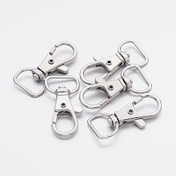Platinum Iron Swivel Lobster Claw Clasps, Swivel Snap Hook, Platinum, 37x17mm, Hole: 7x15mm