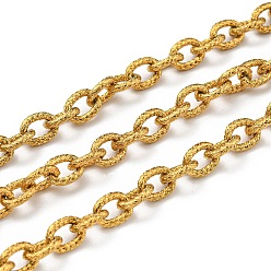 Настоящее золото 18K 304 кабельные цепи из нержавеющей стали, пайки, с катушкой, реальный 18 k позолоченный, 8x6x1.5 мм, 10 м / рулон
