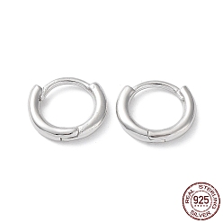 Платинированный Серьги-кольца из стерлингового серебра 925 с родиевым покрытием, круглые кольца, Реальная платина, 12x2 мм