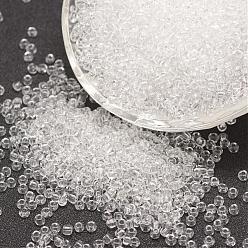 Clear 8/0 Glass Seed Beads, Grade A, Round, Transparent Colours, Clear, 2.8~3.2mm, Hole: 1.0mm, about 15000pcs/pound