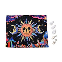 Sun UV Reactive Blacklight Tapestry, Polyester Decorative Wall Tapestry, for Home Decoration, Rectangle, Sun Pattern, 950x750x0.5mm