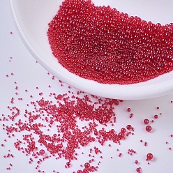 Red Bubble Beads, DIY 3D Nail Art Decoration Mini Glass Beads, Tiny Caviar Nail Beads, Red, 0.6~3mm, about 450g/bag