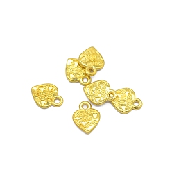 Oro Tema del día de San Valentín, Abalorios de encantos de la aleación del estilo tibetano, corazón con la palabra hecha con amor, dorado, 12x10 mm, agujero: 1.5 mm