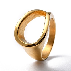 Золотой 304 из нержавеющей стали шириной полосы кольца, золотые, размер США 6~9 (16.5~19 мм)
