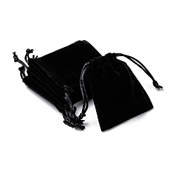 Noir Sacs en velours de téléphones portables, rectangle, noir, 9x7 cm
