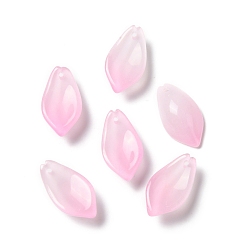 Rose Nacré Pendentifs en verre teint et chauffé, pétale d'ilibiscus, perle rose, 20x11x6.5mm, Trou: 1.2mm