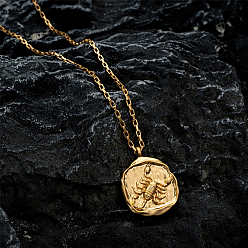 Scorpion Collier chaîne torsadée en acier inoxydable, Collier pendentif constellation en acier titane pour femme, Scorpion, 17-3/4 pouce (45 cm)