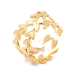 Золотой Ионное покрытие (ip) 304 манжетное кольцо из нержавеющей стали, широкое открытое кольцо для женщин, золотые, внутренний диаметр: 17.3 мм