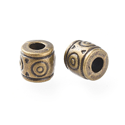 Bronze Antique Perles de style tibétain, Alliage de zinc, sans plomb et sans cadmium, colonne, bronze antique, 6x6.5mm, Trou: 2~3mm