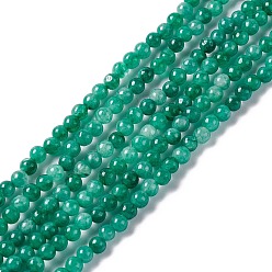 Vert Mer Chapelets de perles en jade naturel, teint, ronde, vert de mer, 2.5~3mm, Trou: 0.7mm, Environ 131 pcs/chapelet, 15.75 pouce (40 cm)