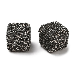 Dark Gray Resin Beads, with Rhinestone, Drusy Cube, Dark Gray, 16x16x16mm, Hole: 3.6mm
