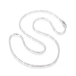 Stainless Steel Color 304 Stainless Steel Figaro Chain Necklaces, with Lobster Claw Clasps, Stainless Steel Color, 23.8 inch(60.5cm), 3mm