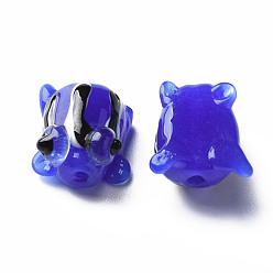 Azul Abalorios de colores vario hechos a mano, rana, azul, 14.5~15.5x11~13x9 mm, agujero: 1.2 mm