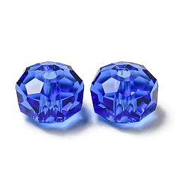 Azul Capri Perlas de vidrio transparentes, facetados, Rondana plana, capri azul, 8x5 mm, agujero: 1.2 mm