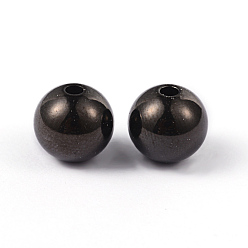 Electrophoresis Black Round 304 Stainless Steel Beads, Electrophoresis Black, 10mm, Hole: 2mm