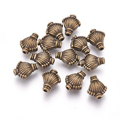 Antique Bronze Tibetan Style Alloy Beads, Cadmium Free & Nickel Free & Lead Free, Shell, Antique Bronze, 11x9x5mm, Hole: 1mm