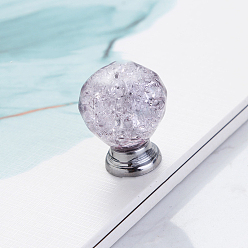 Plum Acrylic & Alloy Cabinet Door Knobs, Crackle Glass Style Kitchen Drawer Pulls Cabinet Handles, Round, Plum, 28x33mm