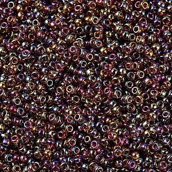 (RR257) Transparent Topaz AB Perles rocailles miyuki rondes, perles de rocaille japonais, 11/0, (rr 257) topaze transparente ab, 2x1.3mm, trou: 0.8 mm, environ 50000 pièces / livre