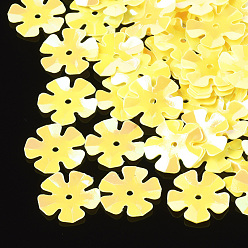 Золотистый Аксессуары для орнаментов, пластиковые пайетки / блестки из пвх, цветок, золотые, 13.5~14x13.5~14x0.6 мм, Отверстие : 1.4 мм , около 10000 шт / 500 г