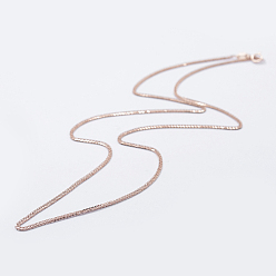 Rose Gold 925 Sterling Silver Chain Necklaces, with Spring Ring Clasps, with 925 Stamp, Rose Gold, 16 inch(40cm)x0.35mm