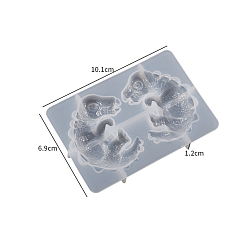 Dinosaur Moules d'affichage en silicone bricolage, moules de résine, pour la résine UV, fabrication de bijoux en résine époxy, motif de dinosaure, 69~72x101x12~16mm