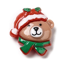 Медведь Кабошоны из непрозрачной смолы с рождественской тематикой, для изготовления ювелирных изделий, медведь, 27x24.5x9.5 мм