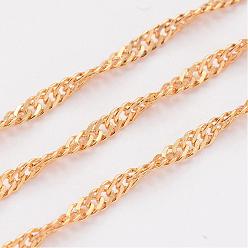 Golden Ion Plating(IP) 304 Stainless Steel Singapore Chains, Water Wave Chains, Soldered, with Spool, Faceted, Golden, 2.5mm, about 65.61 Feet(20m)/roll