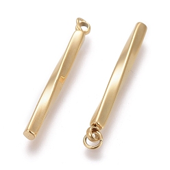 Oro Revestimiento iónico (ip) 304 colgantes de acero inoxidable, con anillos de salto, barra giratoria, dorado, 25.5x2x2 mm, agujero: 2 mm