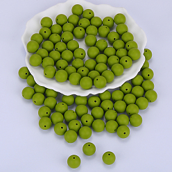 Olive Terne Perles focales rondes en silicone, perles à mâcher pour les jouets de dentition, Diy soins infirmiers colliers faisant, vert olive, 15mm, Trou: 2mm