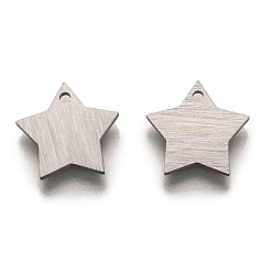 Stainless Steel Color 304 Stainless Steel Pendants, Stamping Blank Tag, Laser Cut, Double Side Drawbench Effect, Star, Stainless Steel Color, 10.5x11x1mm, Hole: 1mm
