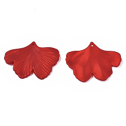 Dark Red Rubberized Style Opaque Acrylic Pendants, Ginkgo Leaf, Dark Red, 33.3x44.9x4mm, Hole: 1.5mm