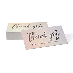 Word Laser Thank You Card, for Decorations, Rectangle, Colorful, Word, 90x50x0.3mm, 50pcs/bag