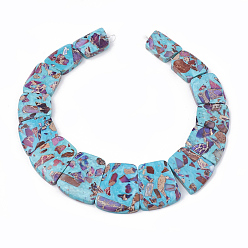 Dark Orchid Synthetic Gemstone Beads Strands, Regalite and Turquoise, Graduated Pendant Beads, Dyed, Trapezoid, Dark Orchid, 24~35x16~28x5.5~6mm, Hole: 1~1.5mm, 15pcs/set, 11.81 inch/strand