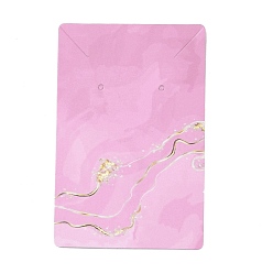 Rose Nacré Cartes d'affichage de bijoux en papier de carton de marquage à chaud, pour accrocher boucle d'oreille et collier, rectangle, perle rose, 9x6x0.04 cm, Trou: 1.6mm