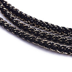 Negro Cordón de poliéster trenzado, con cordón elástico de poliéster, negro, 5 mm, 50 yardas / paquete (150 pies / paquete)