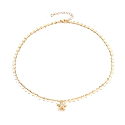 Real 18K Gold Plated Brass Micro Pave Clear Cubic Zirconia Starfish Pendant Necklaces, with Natural Pearl Beads, Brass Curb Chains and 304 Stainless Steel Lobster Claw Clasps, Real 18K Gold Plated, 17.9 inch(45.5cm)