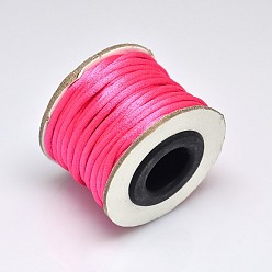 Fuchsia Macrame Rattail Chinese Knot Making Cords Round Nylon Braided String Threads, Satin Cord, Fuchsia, 2mm, about 10.93 yards(10m)/roll