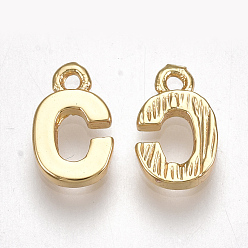 Letter C Brass Charms, Letter, Nickel Free, Real 18K Gold Plated, Letter.C, 8~8.5x5x1.5mm, Hole: 0.8mm
