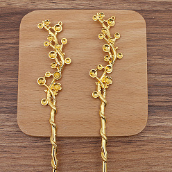 Golden Flower Alloy Hair Sticks Findings, Round Bead Settings, Golden, 178mm, Fit for 3mm & 5mm Beads