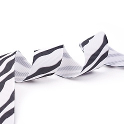 Black Polyester Grosgrain Ribbon, Zebra-stripe Pattern, Black, 1-1/2 inch(38mm), about 50yards/roll(45.72m/roll)