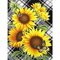 Gold Sunflower DIY Diamond Painting Kit, Including Resin Rhinestones Bag, Diamond Sticky Pen, Tray Plate and Glue Clay, Gold, 400x300mm