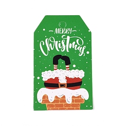 Разноцветный Бумажные подарочные бирки, хэндж теги, для декоративно-прикладного искусства, на Рождество, с рисунком Деда Мороза, красочный, 50x30x0.3 мм, отверстие : 5 мм