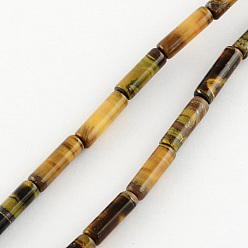 Goldenrod Natural Tiger Eye Stone Beads Strands, Tube, Goldenrod, 13x4~5mm, Hole: 1mm, about 27~30pcs/strand, 15.3 inch