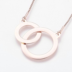 Rose Gold 304 Stainless Steel Pendant  Necklaces, Ring with Ring, Rose Gold, 24.4 inch(62cm), 1mm