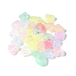 Mixed Color Transparent Crackle Acrylic Beads, Heart, Mixed Color, 10mm, 50pcs/bag