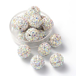 Crystal AB Polymer Clay Rhinestone Beads, Grade A, Round, PP15, Crystal AB, 10mm, Hole: 1.8~2mm, 6 Rows Rhinestone, PP15(2.1~2.2mm)