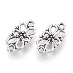Antique Silver Tibetan Style Links/Connectors, Flower, Lead Free and Cadmium Free, Antique Silver, 16x8x3.5mm, Hole: 1.5mm