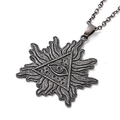 Gunmetal Alloy Flame with Evil Eye Pendant Necklace for Men Women, Gunmetal, 18.31 inch(46.5cm)